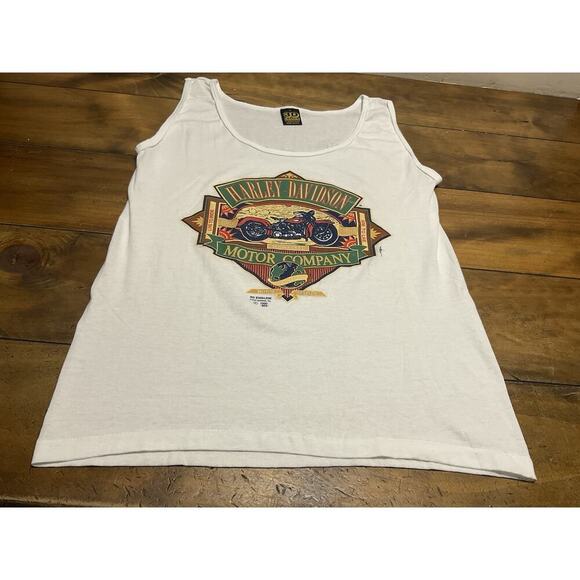 Vintage 1990 Harley Davidson Double 3D Emblem Tank Live To Ride Size Large - Picture 6 of 13